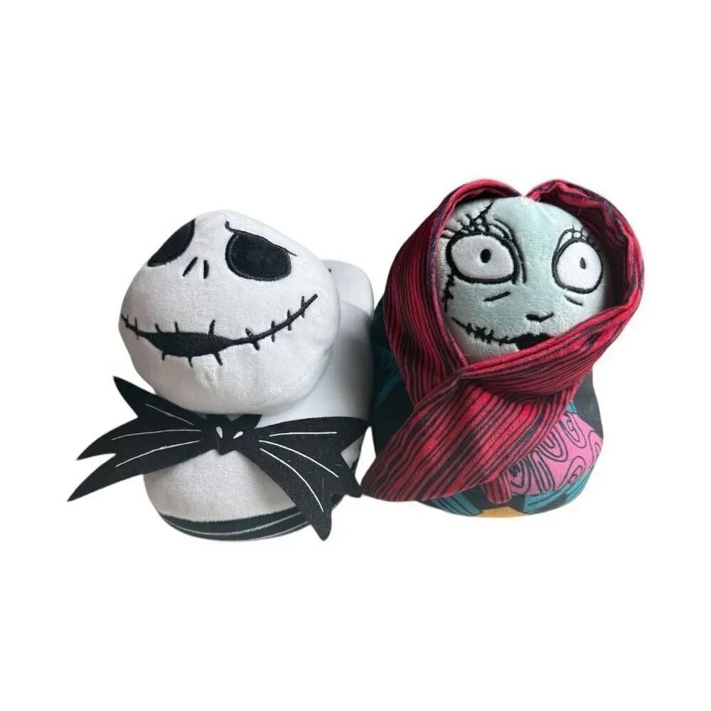 Adult Nightmare Before Christmas Plush Jack & Sally House Slippers - Sz 11/12